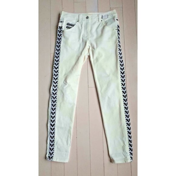 Isabel Marant Pour H&M Boyfriend Jeans Stripe Embroidered Chevron  ( US 2 ) - Picture 8 of 11